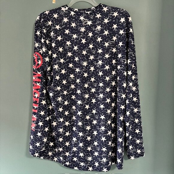 Magellan Outdoors Shirt Fish Gear L Boyfriend Fit Blue White Patriotic Holiday - Picture 2 of 7